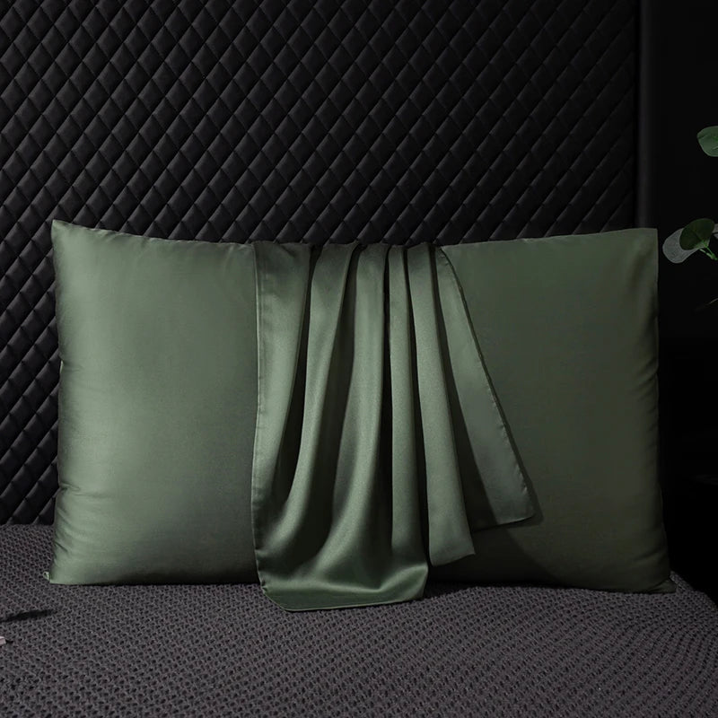 100% Natural Mulberry Silk Pillowcases - Dark Green