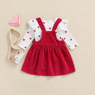 Baby Girl's Heart Romper and Corduroy Skirt Set - Back