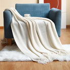 Diamond Grid Throw Blanket in White