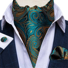 Men's Silk Cravat Set with Cufflinks and Pocket Square