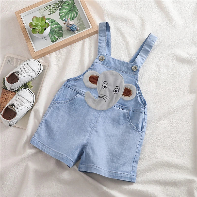 Elephant Animal Denim Infant Dungarees Light Blue