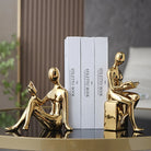 The Creative Bookshelf Duo Sculpture - Home Decor Ornament - Gold - Books